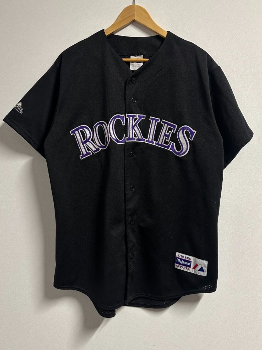 Vintage MLB Majestic Colorado Rockies Black Mesh Jersey Baseball Large